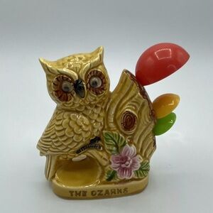 Vintage Measuring Spoon Holder Owl Figure Japan The Ozarks One Spoon Missing
